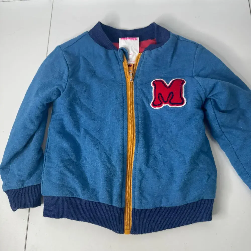 Vintage Mickey & Minnie Mouse Reversible Zip Up Sweatshirt Toddler 2T